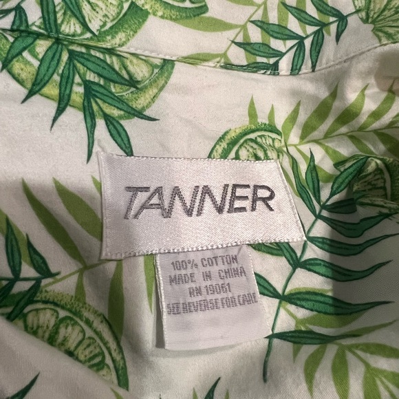 70-90s Tanner Green Lime Print Dress With Belt - Picture 9 of 11